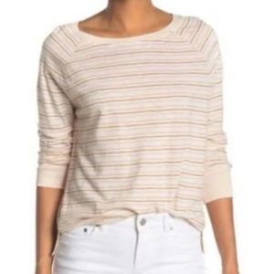 Susina Boat Neck Raglan Long Sleeve Cotton Striped Top Size XL